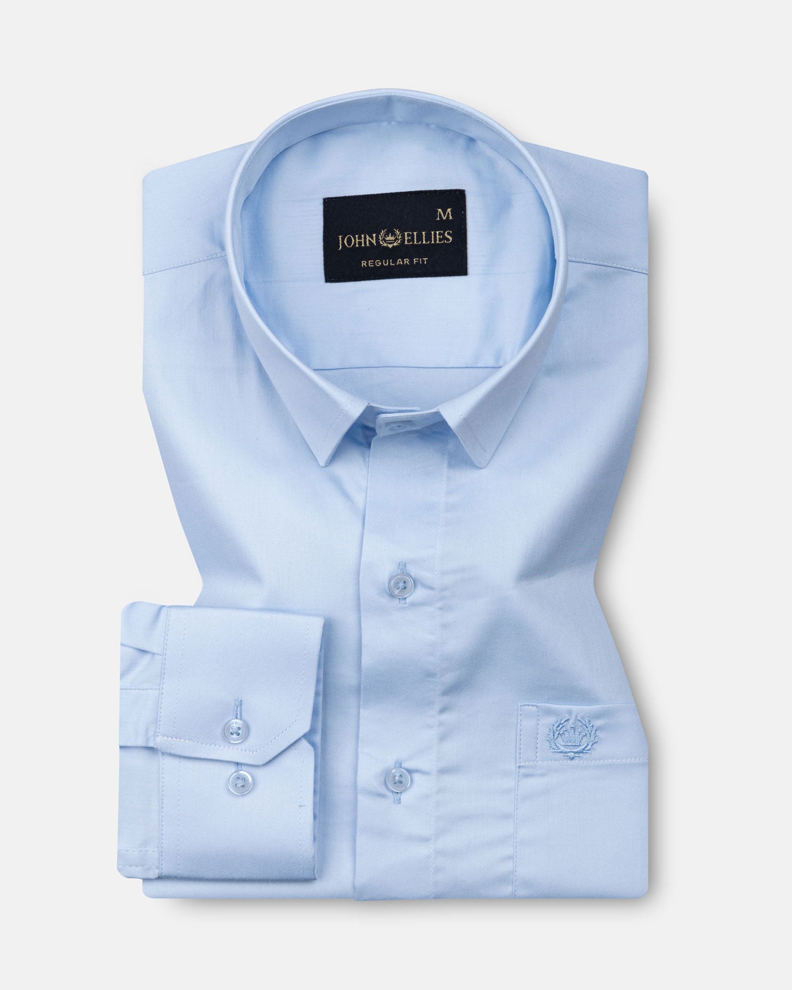 Rezos Sky Blue Plain Premium Cotton Shirt - John Ellies