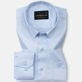 Rezos Sky Blue Plain Premium Cotton Shirt