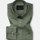 Rezos Olive Plain Premium Cotton Shirt - John Ellies