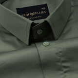 Rezos Olive Plain Premium Cotton Shirt - John Ellies