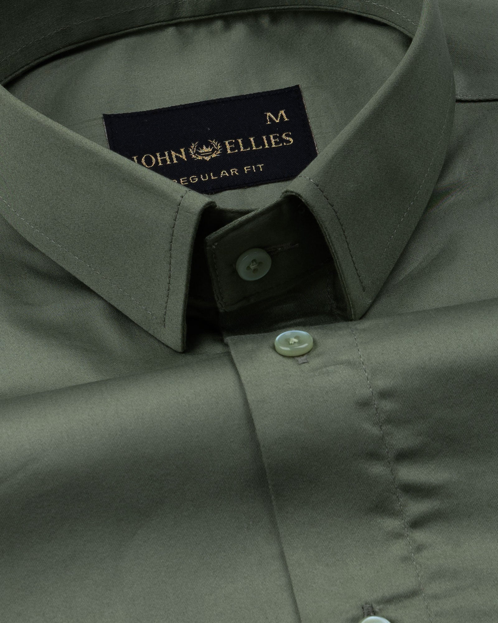 Rezos Olive Plain Premium Cotton Shirt - John Ellies