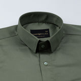 Rezos Olive Plain Premium Cotton Shirt - John Ellies
