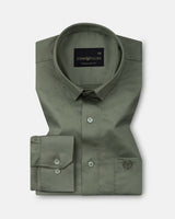 Rezos Olive Plain Premium Cotton Shirt
