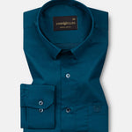 Rezos Teal Plain Premium Cotton Shirt - John Ellies