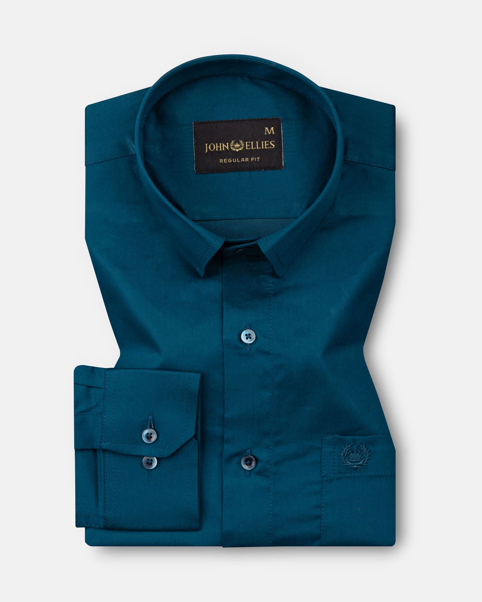Rezos Teal Plain Premium Cotton Shirt - John Ellies