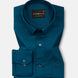 Rezos Teal Plain Premium Cotton Shirt - John Ellies