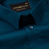 Rezos Teal Plain Premium Cotton Shirt - John Ellies