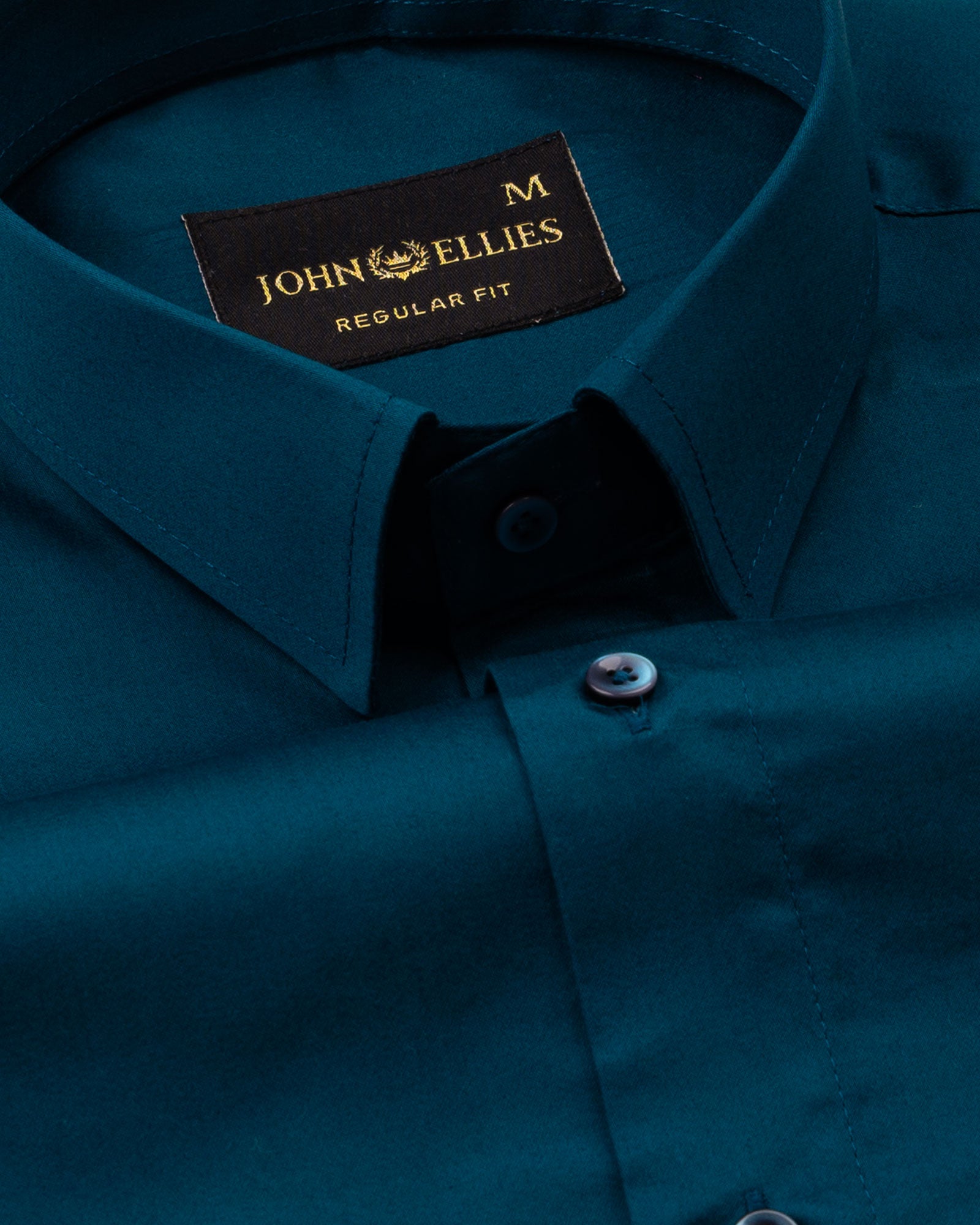 Rezos Teal Plain Premium Cotton Shirt - John Ellies