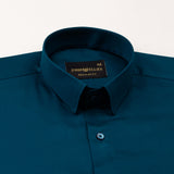 Rezos Teal Plain Premium Cotton Shirt - John Ellies
