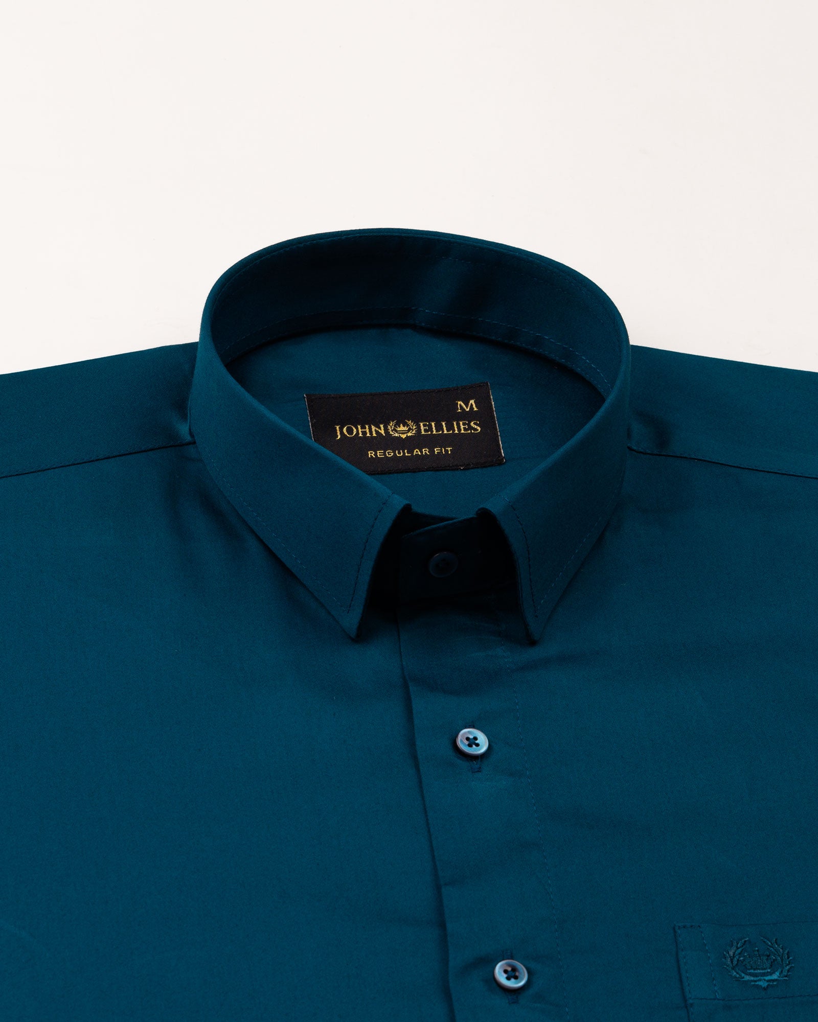 Rezos Teal Plain Premium Cotton Shirt - John Ellies