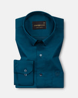 Rezos Teal Plain Premium Cotton Shirt