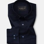 Rezos Navy Blue Plain Premium Cotton Shirt - John Ellies