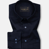 Rezos Navy Blue Plain Premium Cotton Shirt - John Ellies