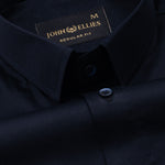 Rezos Navy Blue Plain Premium Cotton Shirt - John Ellies