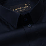 Rezos Navy Blue Plain Premium Cotton Shirt - John Ellies