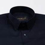Rezos Navy Blue Plain Premium Cotton Shirt - John Ellies