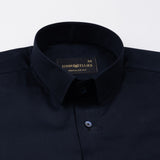 Rezos Navy Blue Plain Premium Cotton Shirt - John Ellies