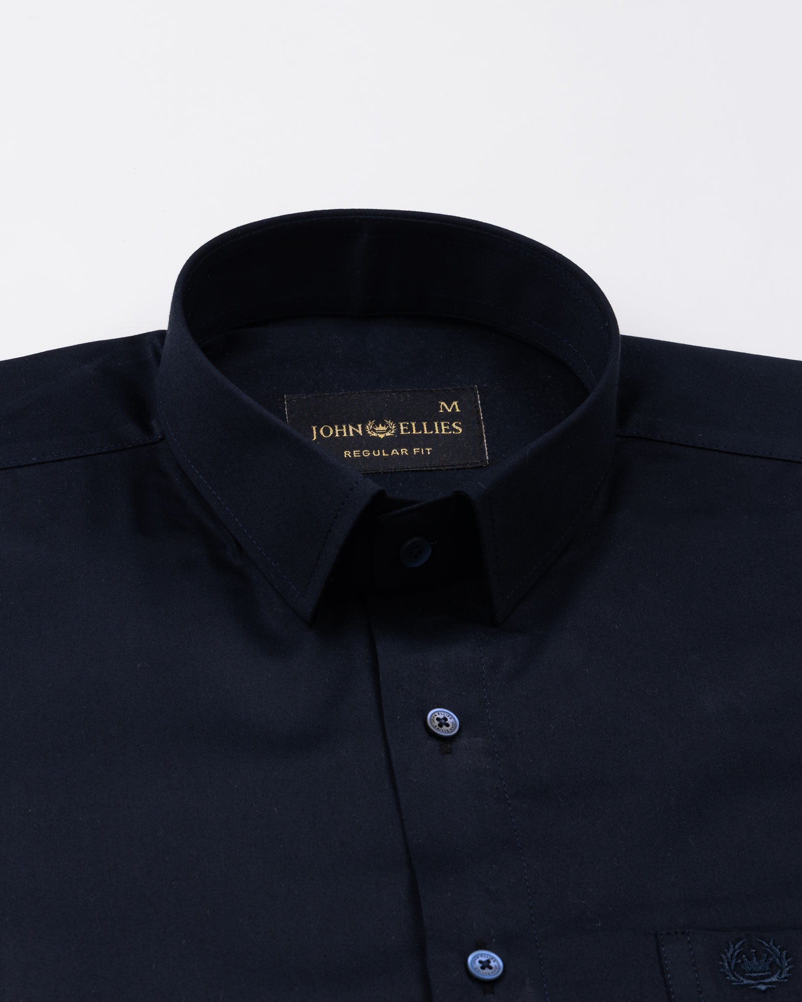Rezos Navy Blue Plain Premium Cotton Shirt - John Ellies