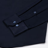 Rezos Navy Blue Plain Premium Cotton Shirt - John Ellies