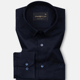 Rezos Navy Blue Plain Premium Cotton Shirt