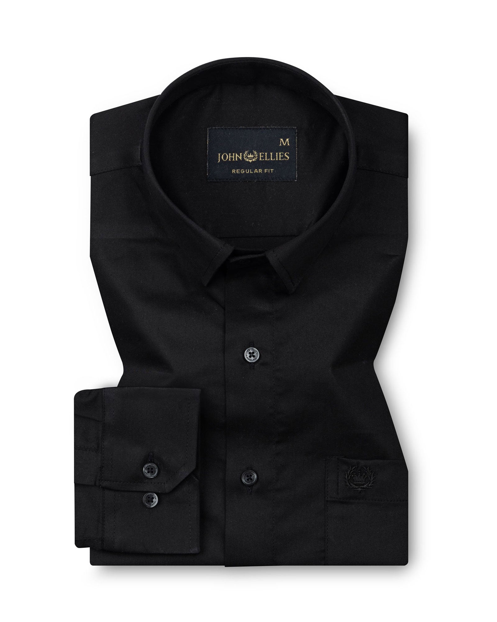 Rezos Black Plain Premium Cotton Shirt - John Ellies