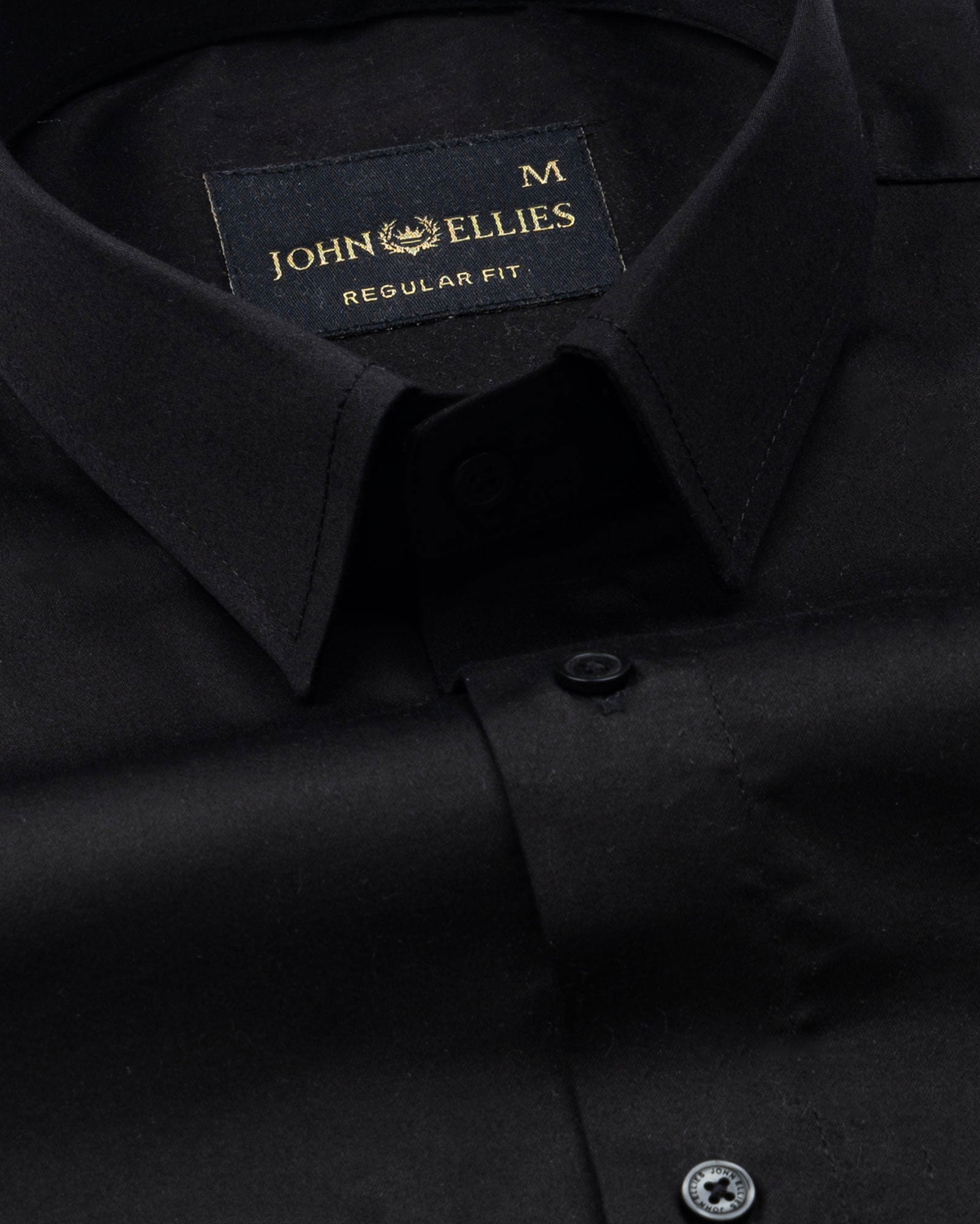 Rezos Black Plain Premium Cotton Shirt - John Ellies