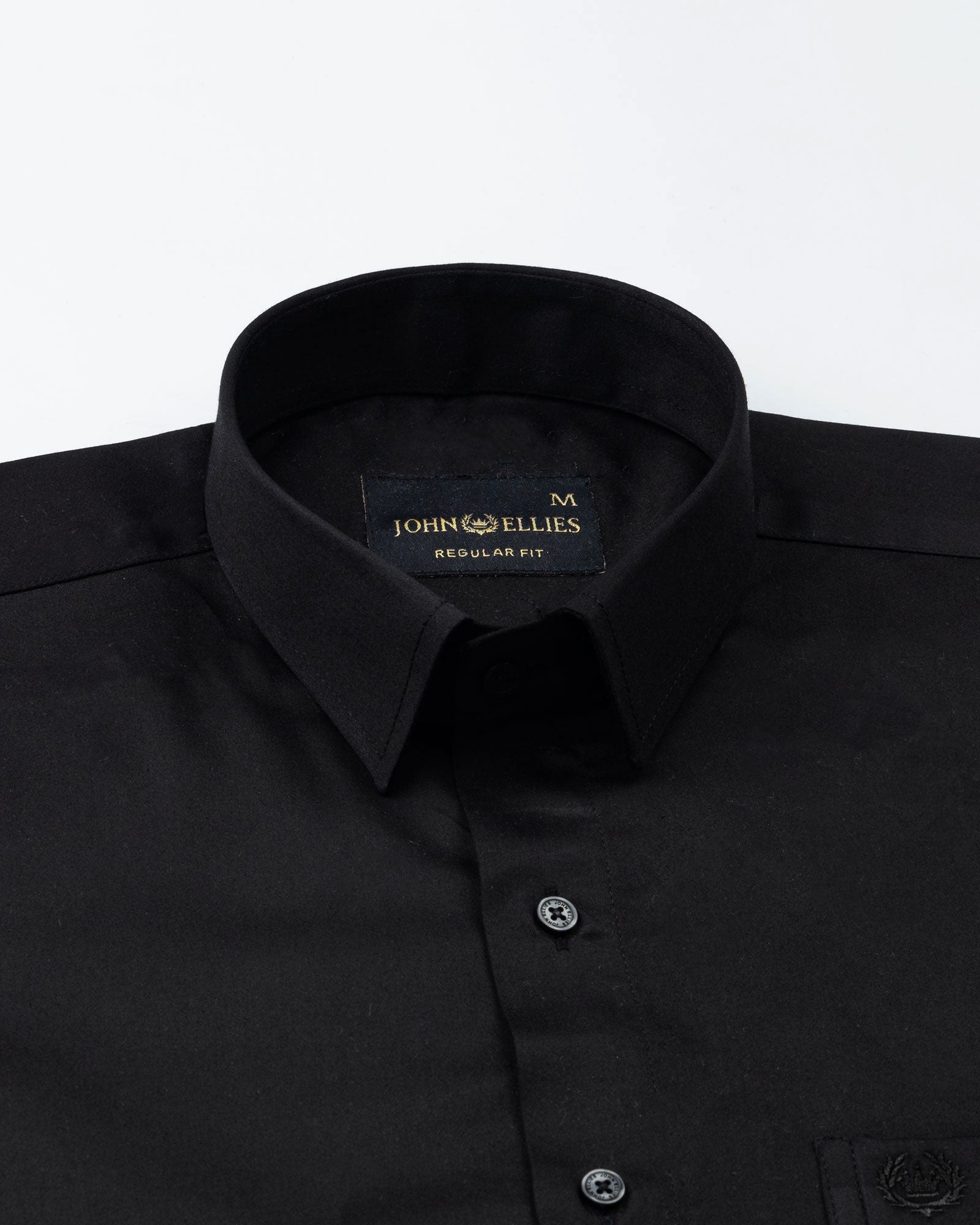 Rezos Black Plain Premium Cotton Shirt - John Ellies