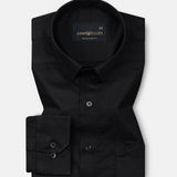 Rezos Black Plain Premium Cotton Shirt