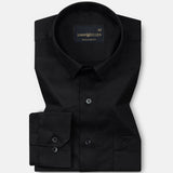 Rezos Black Plain Premium Cotton Shirt