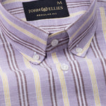 Hervals Lavender Stripes Button Down Cotton Shirt - John Ellies