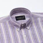 Hervals Lavender Stripes Button Down Cotton Shirt - John Ellies