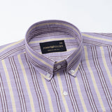 Hervals Lavender Stripes Button Down Cotton Shirt - John Ellies