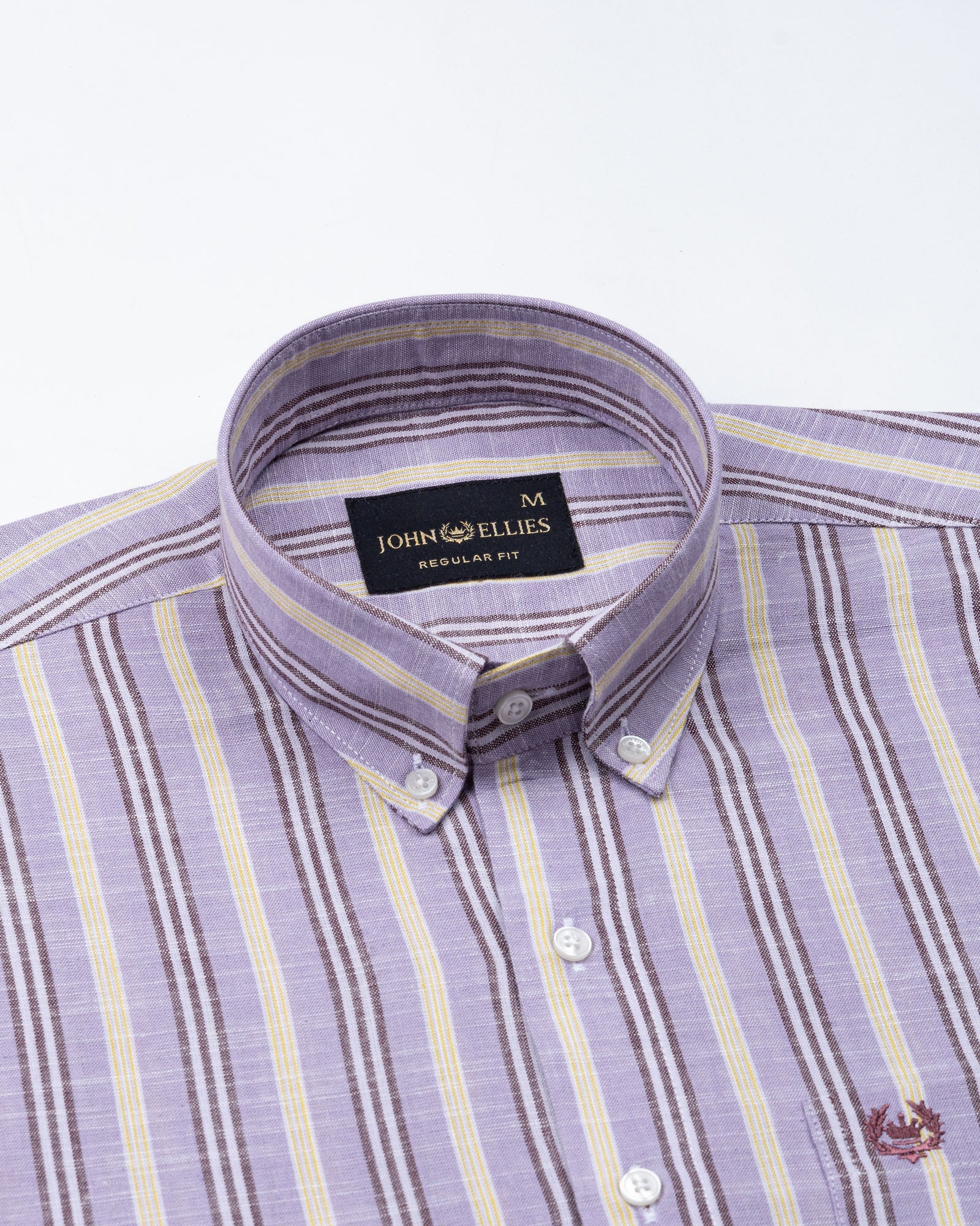 Hervals Lavender Stripes Button Down Cotton Shirt - John Ellies