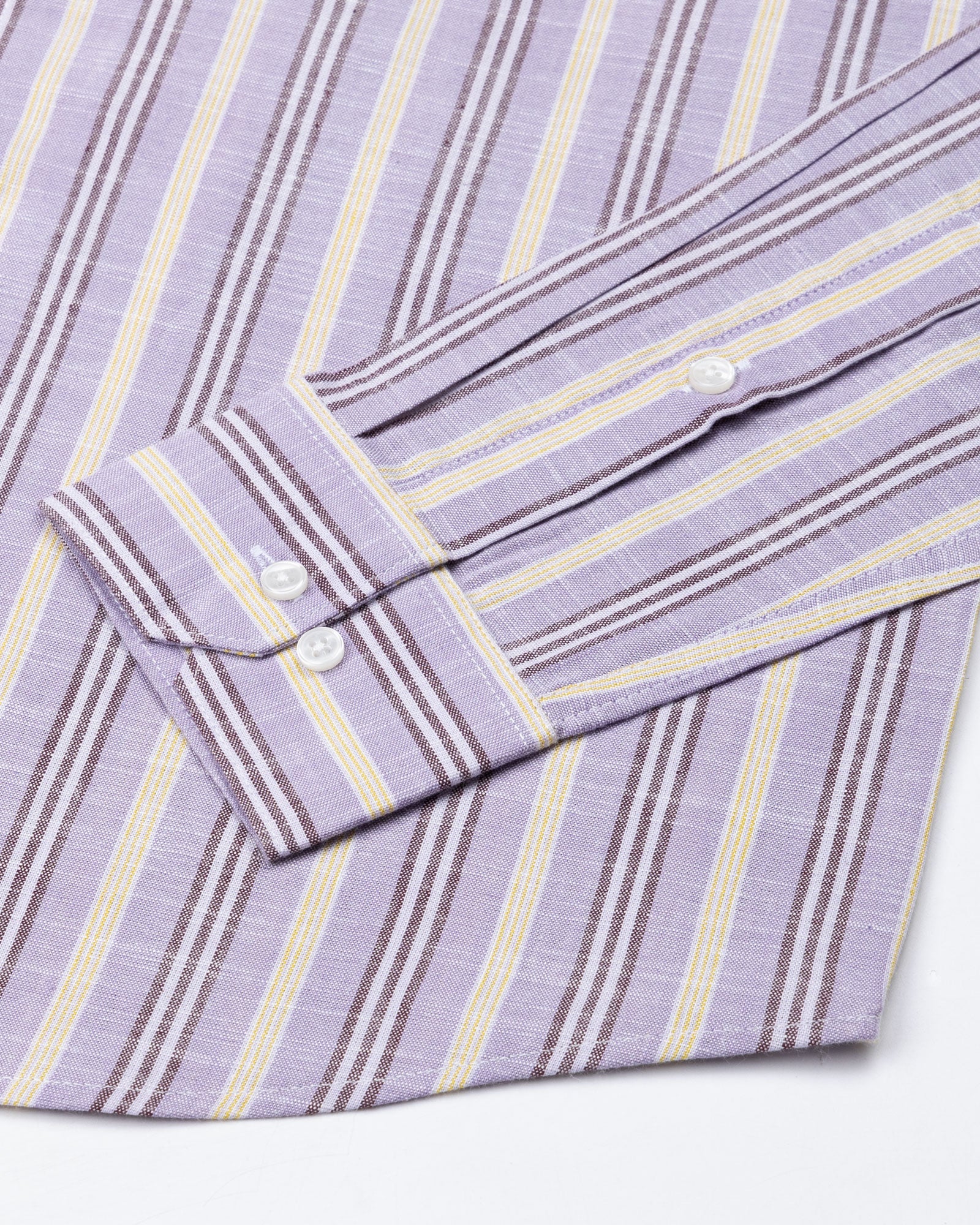 Hervals Lavender Stripes Button Down Cotton Shirt - John Ellies