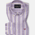 Hervals Lavender Stripes Button Down Cotton Shirt - John Ellies