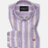 Hervals Lavender Stripes Button Down Cotton Shirt - John Ellies