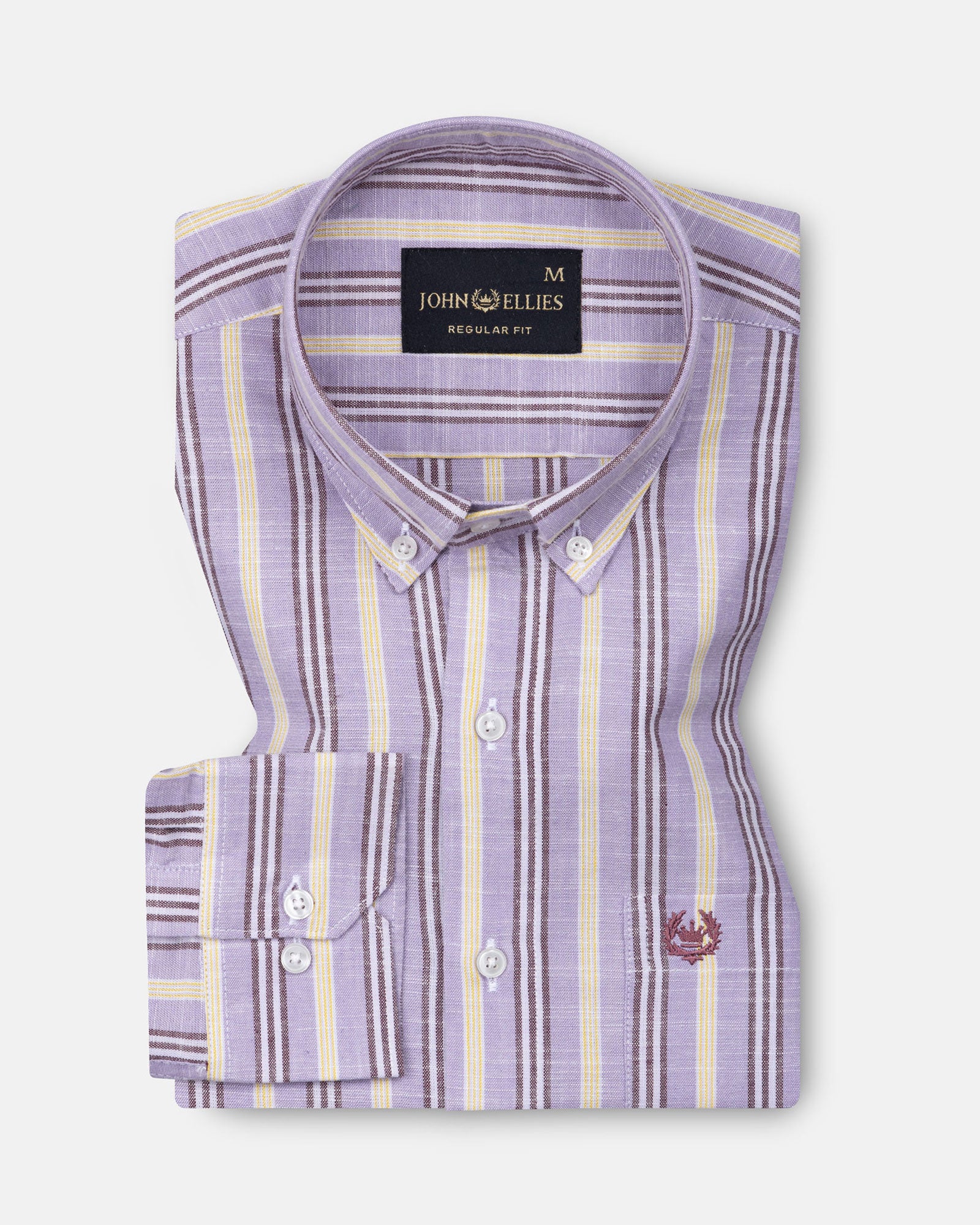 Hervals Lavender Stripes Button Down Cotton Shirt - John Ellies