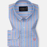 Hervals Sky Blue Stripes Button Down Cotton Shirt - John Ellies