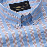 Hervals Sky Blue Stripes Button Down Cotton Shirt - John Ellies