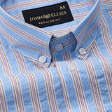 Hervals Sky Blue Stripes Button Down Cotton Shirt - John Ellies