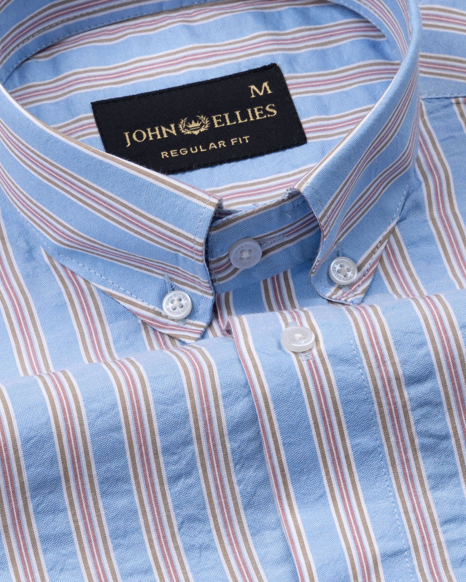 Hervals Sky Blue Stripes Button Down Cotton Shirt - John Ellies