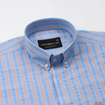 Hervals Sky Blue Stripes Button Down Cotton Shirt - John Ellies