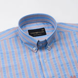 Hervals Sky Blue Stripes Button Down Cotton Shirt - John Ellies