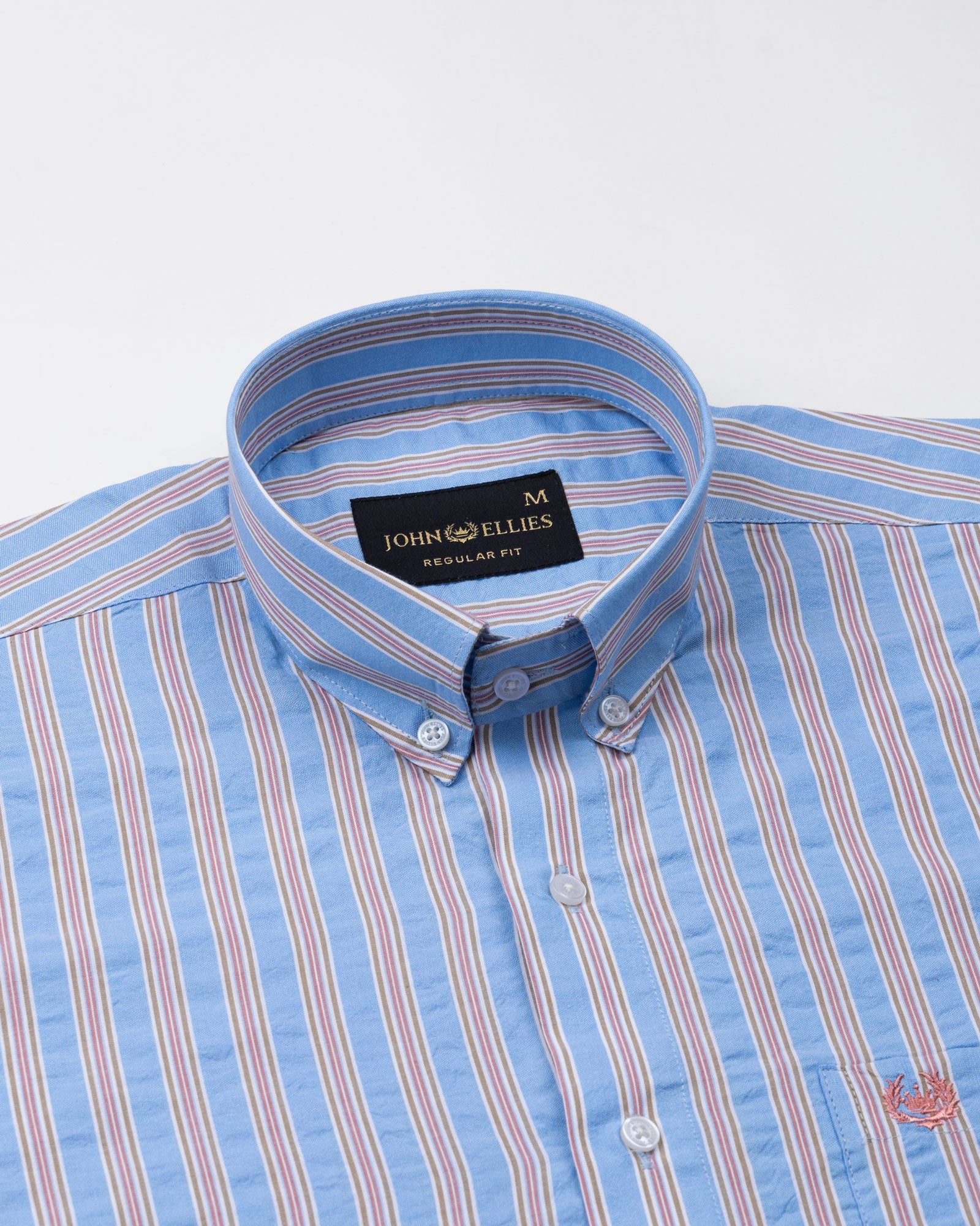 Hervals Sky Blue Stripes Button Down Cotton Shirt - John Ellies