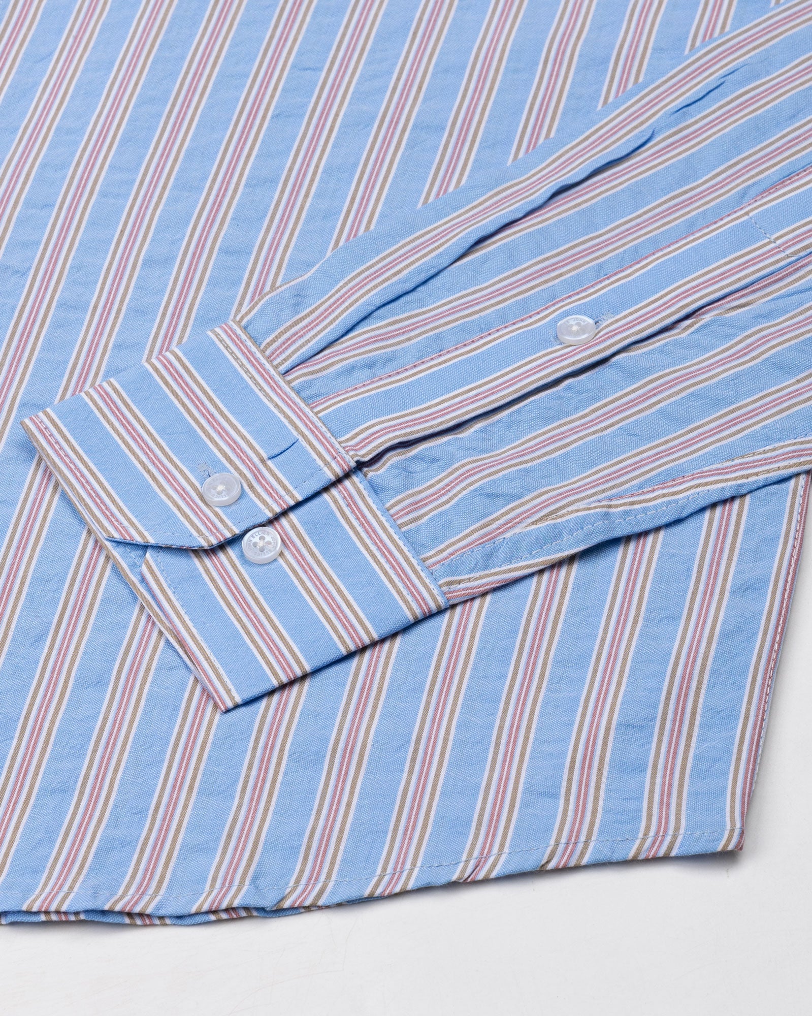 Hervals Sky Blue Stripes Button Down Cotton Shirt - John Ellies