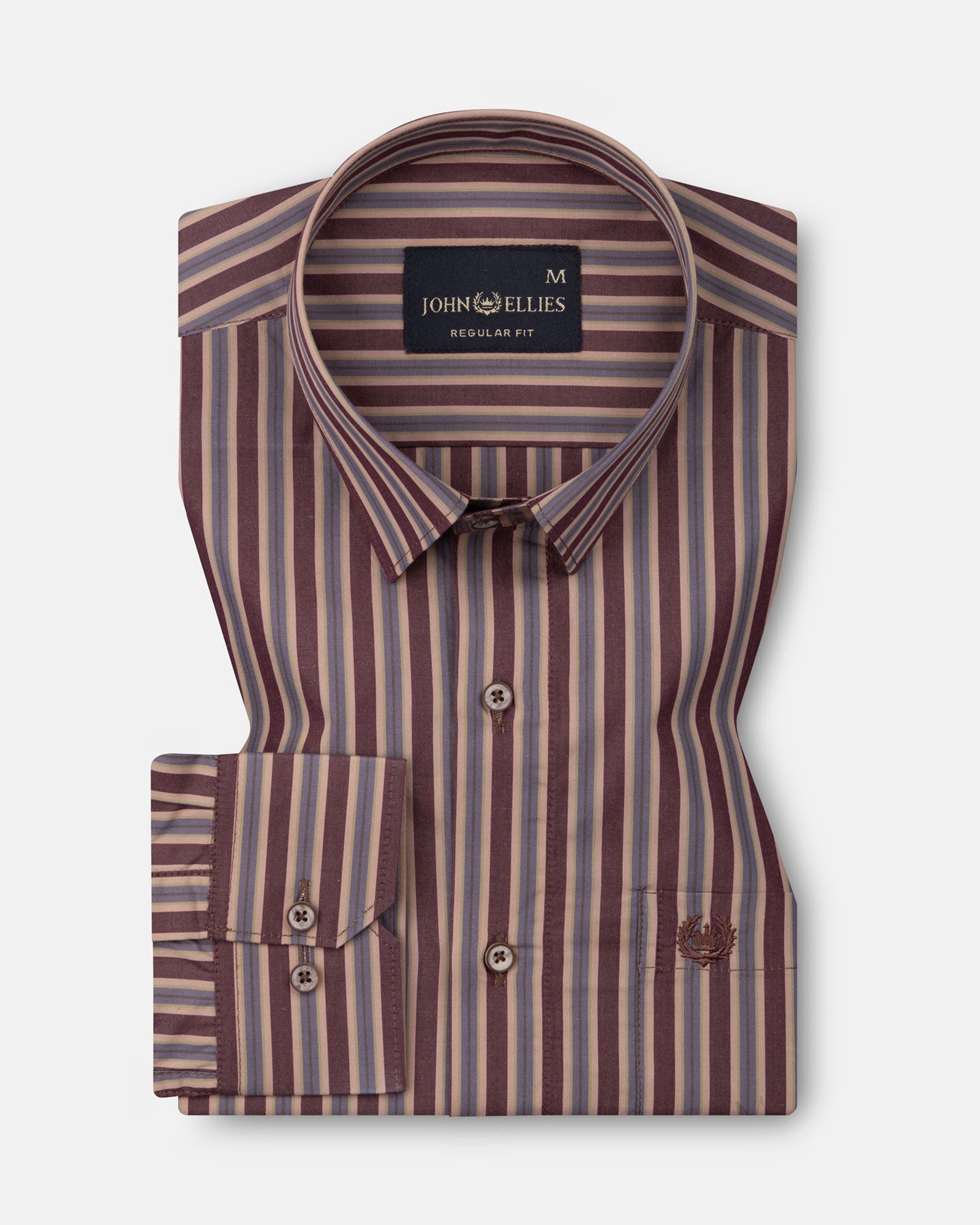 Hervals Beige & Brown Stripes Cotton Shirt - John Ellies