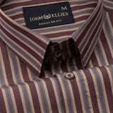 Hervals Beige & Brown Stripes Cotton Shirt - John Ellies