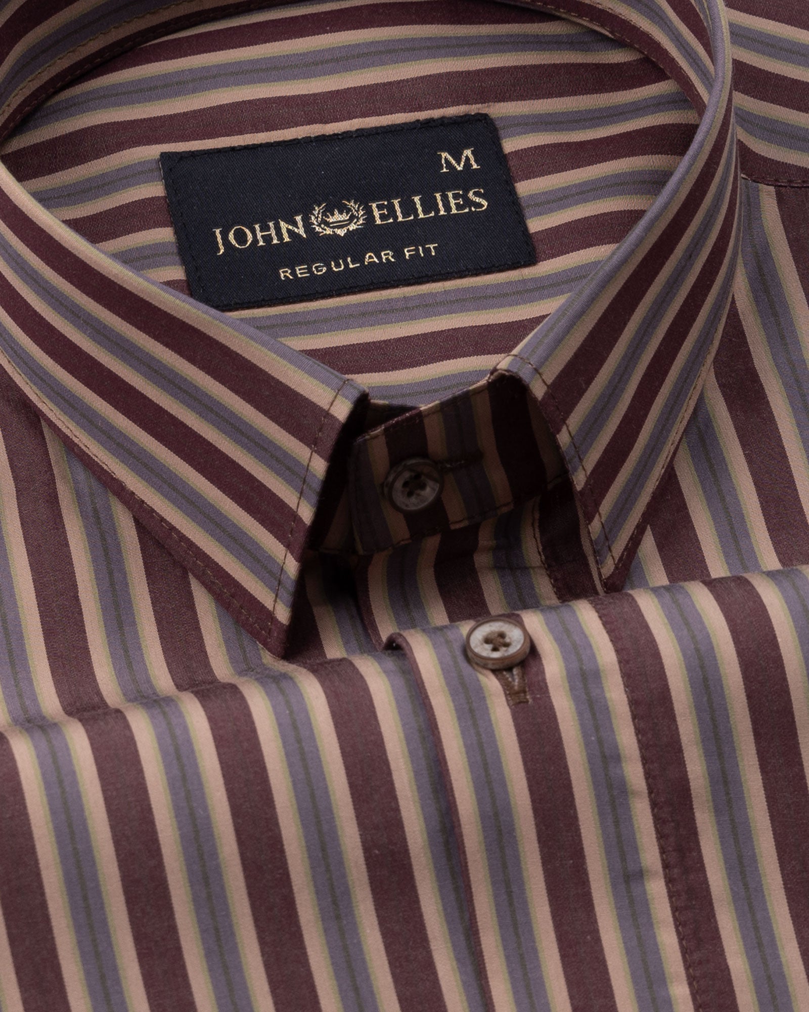Hervals Beige & Brown Stripes Cotton Shirt - John Ellies