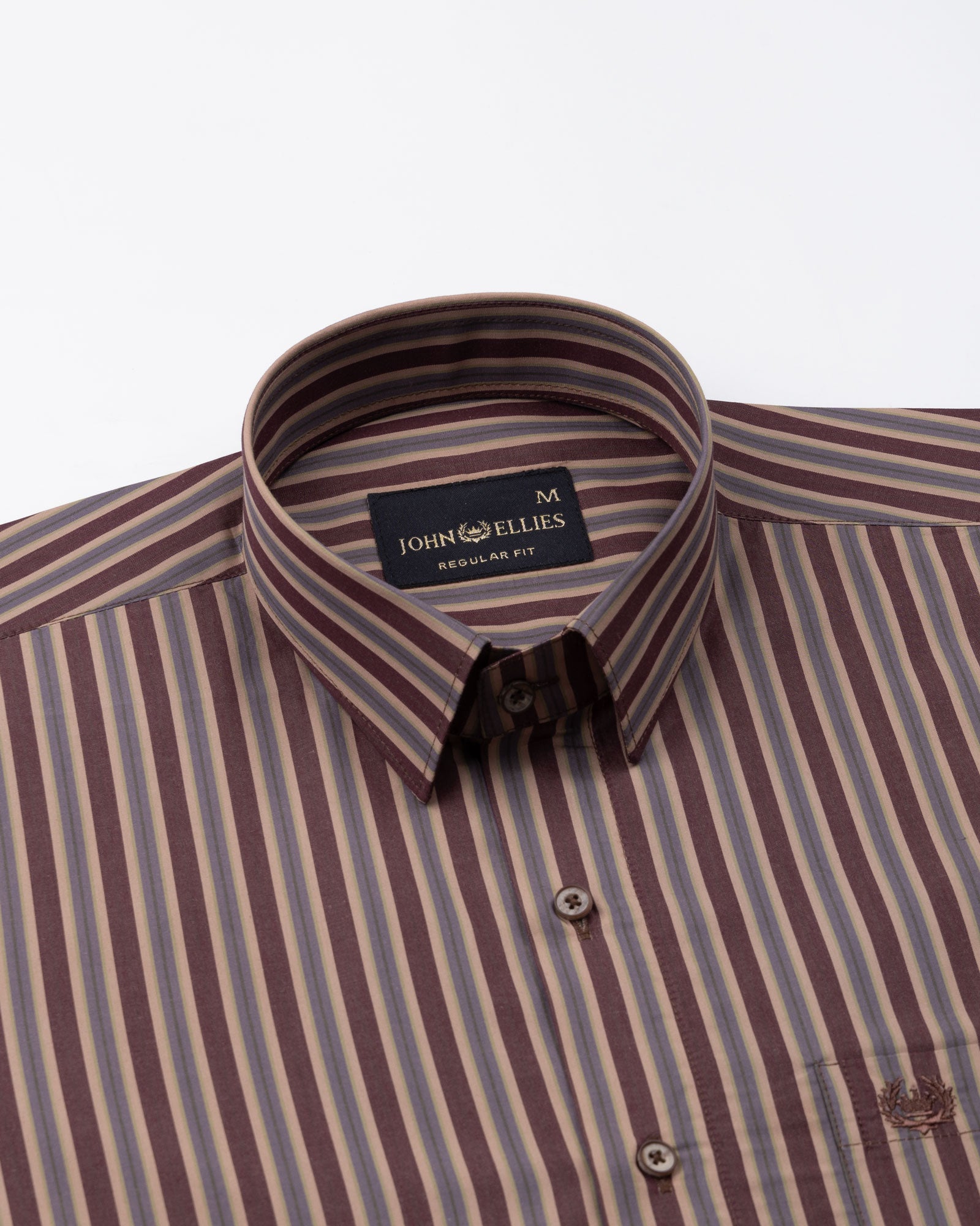 Hervals Beige & Brown Stripes Cotton Shirt - John Ellies