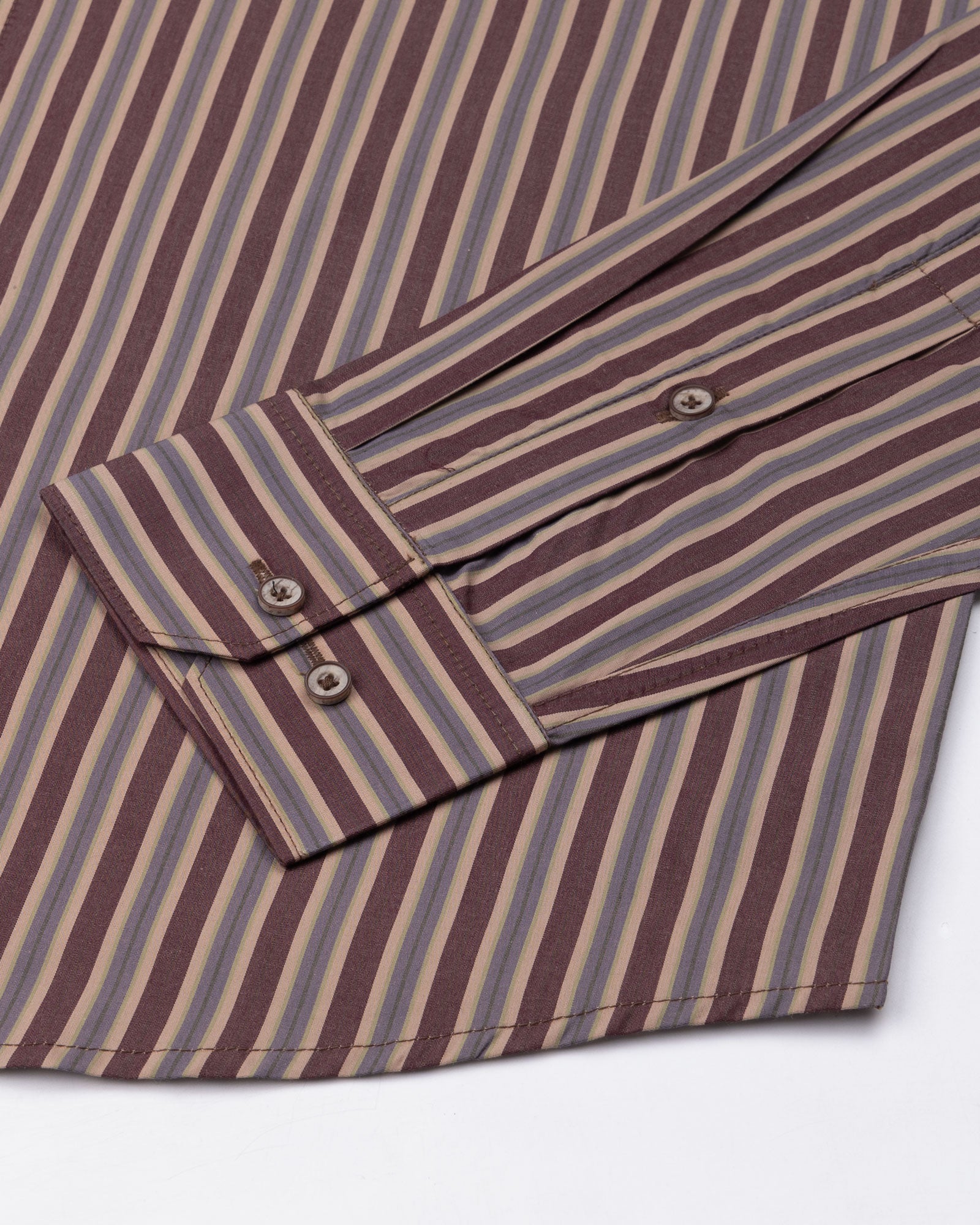 Hervals Beige & Brown Stripes Cotton Shirt - John Ellies